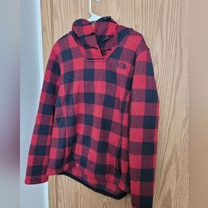 Womens Northface Red Plaid Fleece Hoodie